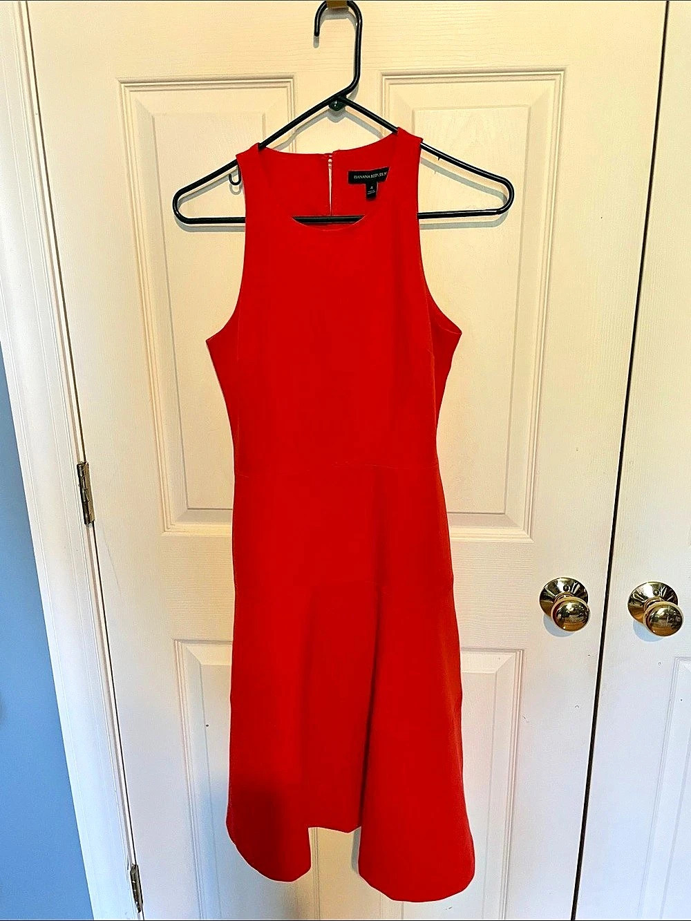 Banana Republic tomato Red /orange Midi  fit, and flare Dress Size 4